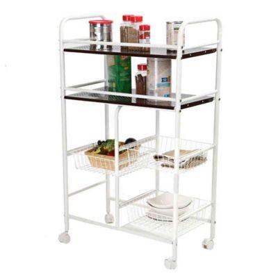 Mind Reader Metal Kitchen Storage Trolley in White