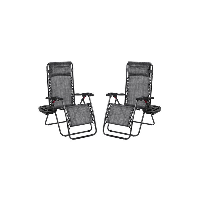 Yaheetech Set of 2 26in Outdoor Zero Gravity Chair Patio Lounge Camping Chair, Gray