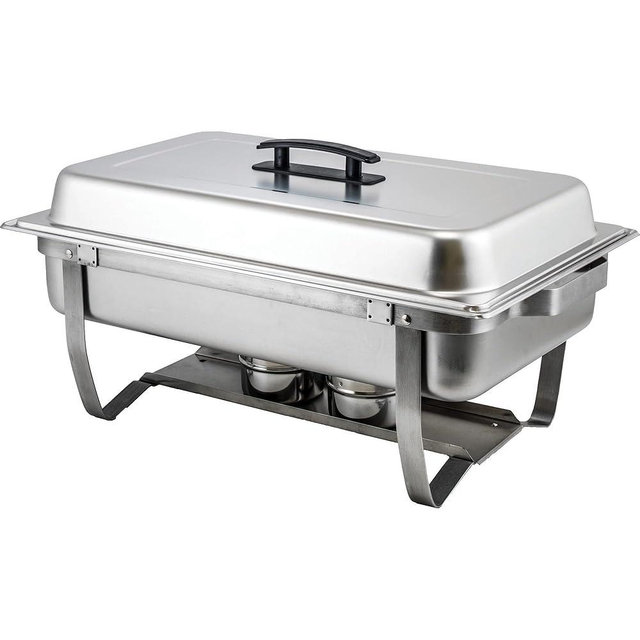 Winware Winco C-4080 w/Hinged Lid & Chafing Fuel Heat Chafer, 8 Quart (Full Size), Silver