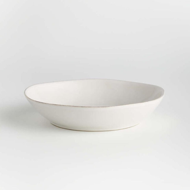 Marin White Stoneware Low Bowl