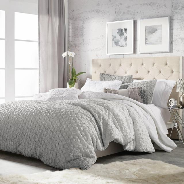 King 3Pc Ombre Honeycomb Duvet Set Gray - Microsculpt