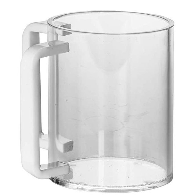 Judaica Place Lucite Hand Washing Cup for Netilat Yadayim, Dual Handle Wash Cup for the Jewish Ritual - White and Clear