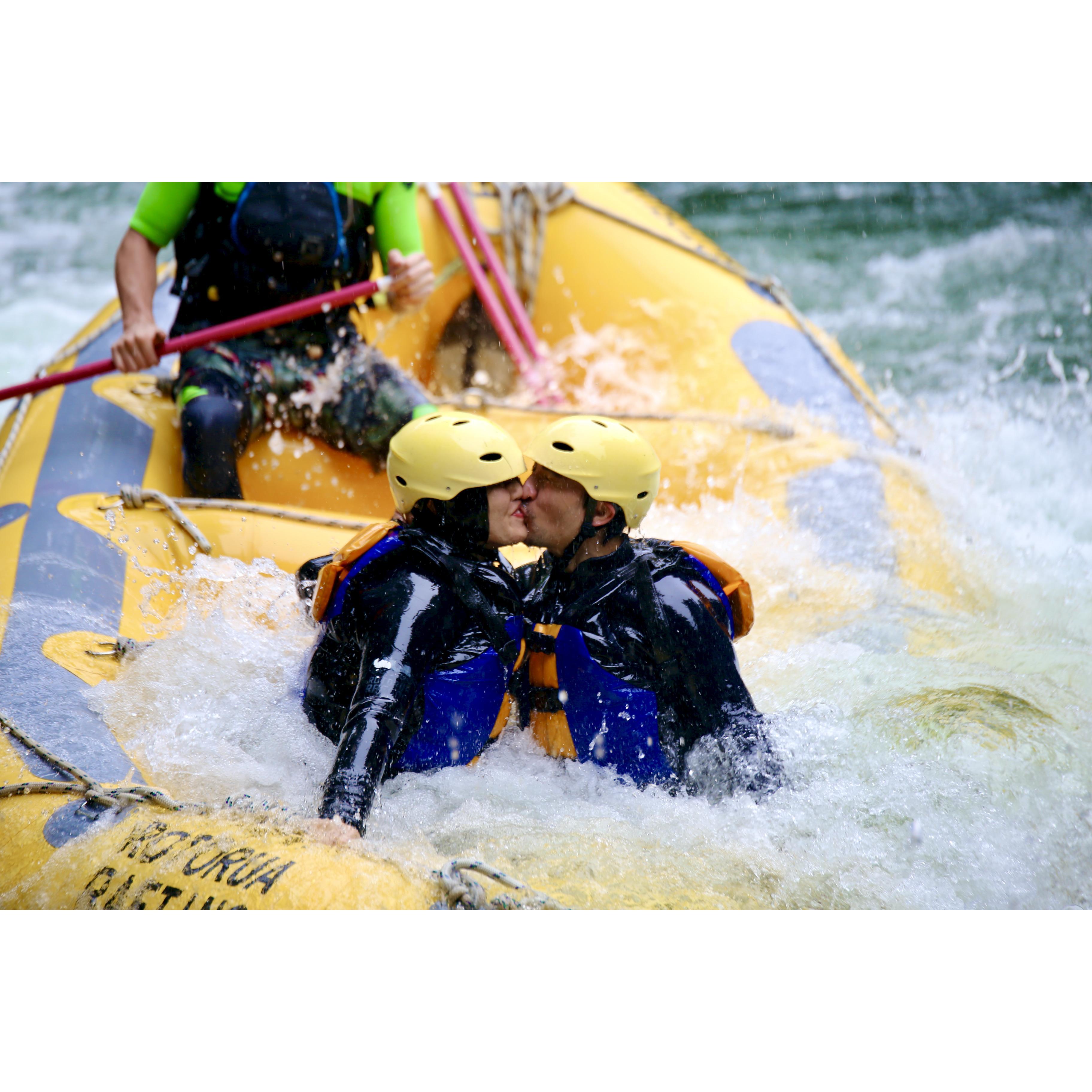 Most awkward kiss? In the middle of a rapid.