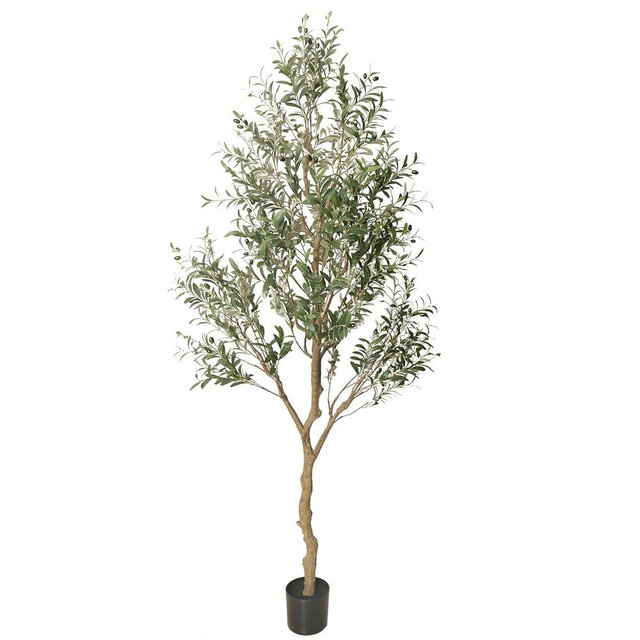 Phimos Artificial Olive Tree Tall Fake Potted Olive Silk Tree with Planter Large Faux Olive Branches and Fruits Artificial Tree for Modern Home Office Living Room Floor Decor Indoor (7FT)