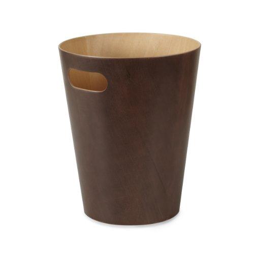 Umbra Woodrow 2 Gallon Modern Wooden Trash Can Wastebasket or Recycling Bin for Home or Office, Espresso
