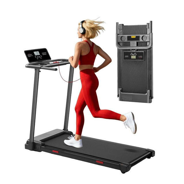 Portable Treadmill with Handles, 3.5HP Electric Small Treadmills for Home Small Spaces, 400LBS Walking Pad Treadmills with Handle Bar, Compact Running Treadmill for Home Office Apartment