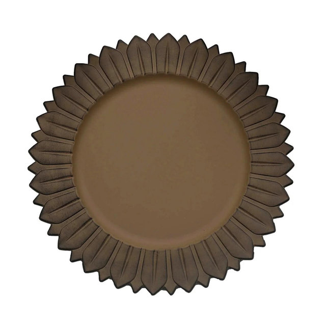Home Collection 6-Pack Sunflower Design Round Dinner Charger Plates 13" Matte Natural