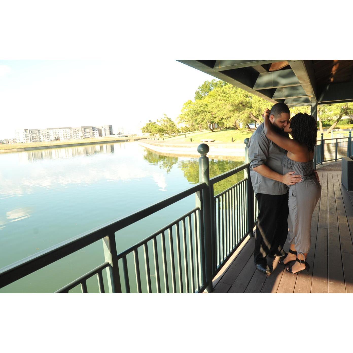 I can't for the life of me figure out why he was determined to throw me into the pond....I had to kiss him to get him to stop planning my demise