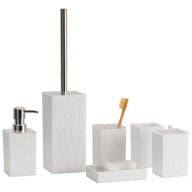 Bathroom Accessory Set - 6 PCS White Bathroom Accessories Sets Complete with Soap Dispenser, Toothbrush Holder and Cup, Soap Dish, Toilet Brush and Holder, Qtip Holder, Bathroom Accessories Decor Set