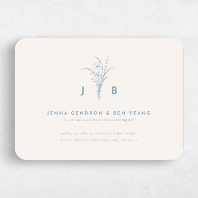 Blue Rounded Wedding Invitation - Prins Landscape