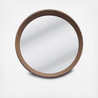 Oak Frame With Round Flat Bevel Mirror