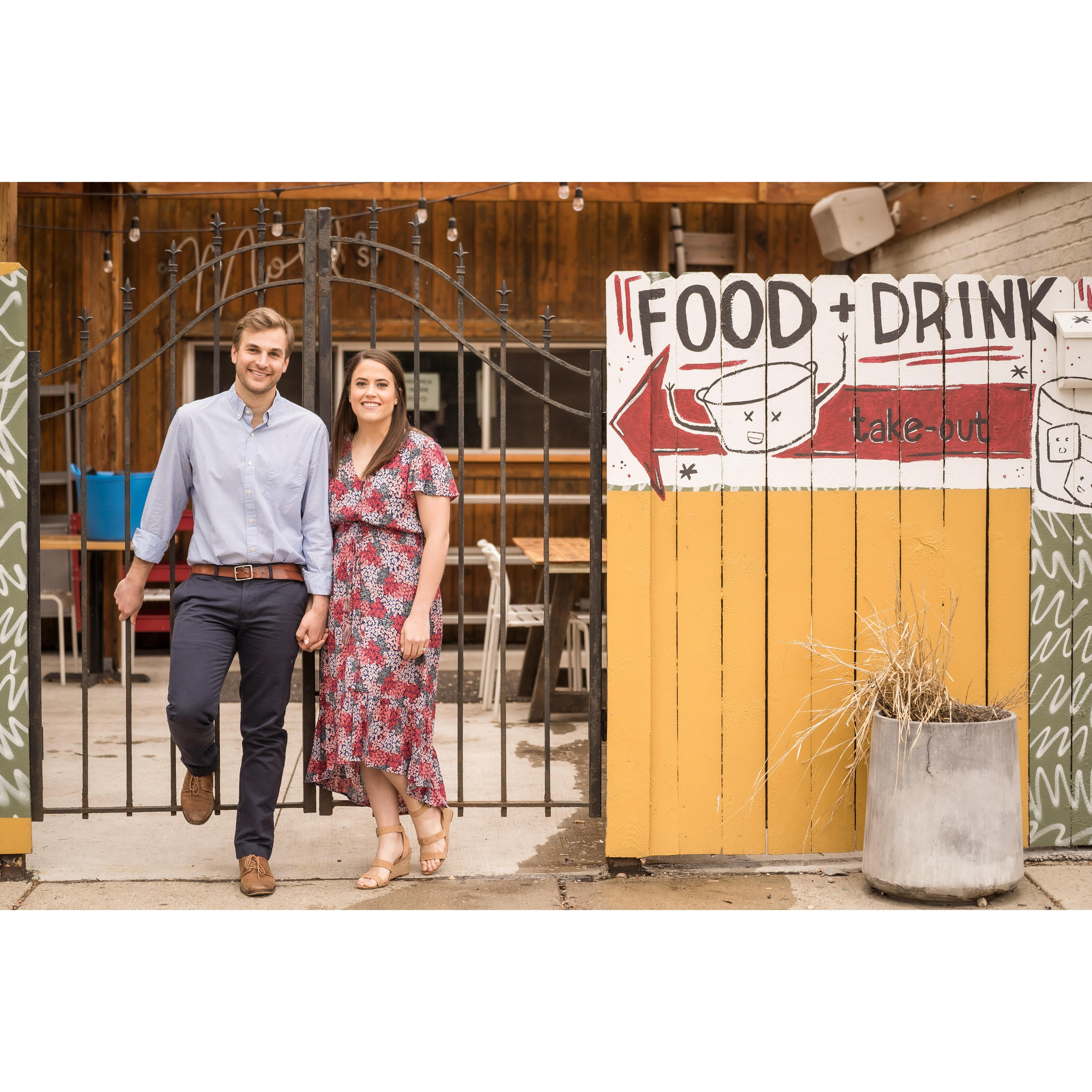 If you know Andrew and I, you know we are food-obsessed. Hence the engagement pictures taking place at our favorite restaurant in Chicago: Mott St.