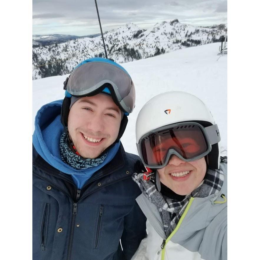 Deanna taught Joe to ski for the first time in Lake Tahoe in 2018. It was definitely a learning experience for us as a couple! We LOVE going on ski trips now!