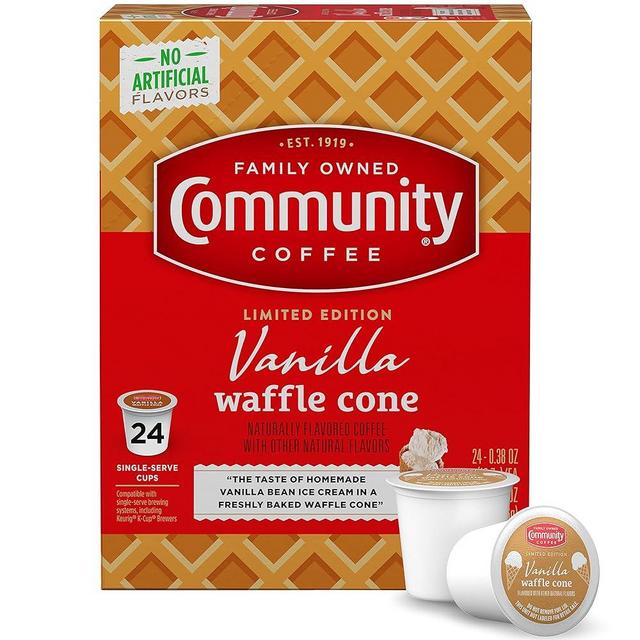Community Coffee Vanilla Waffle Cone, Ice Cream Flavored 24 Count Coffee Pods, Compatible with Keurig 2.0 K-Cup Brewers, 24 Count (Pack of 1)