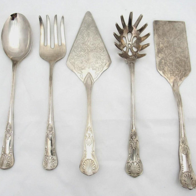 Vintage International Silverplate Serving Utensils Set Of 5 Kings Pattern