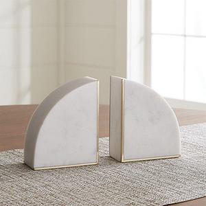 White Marble Bookends, Set of 2