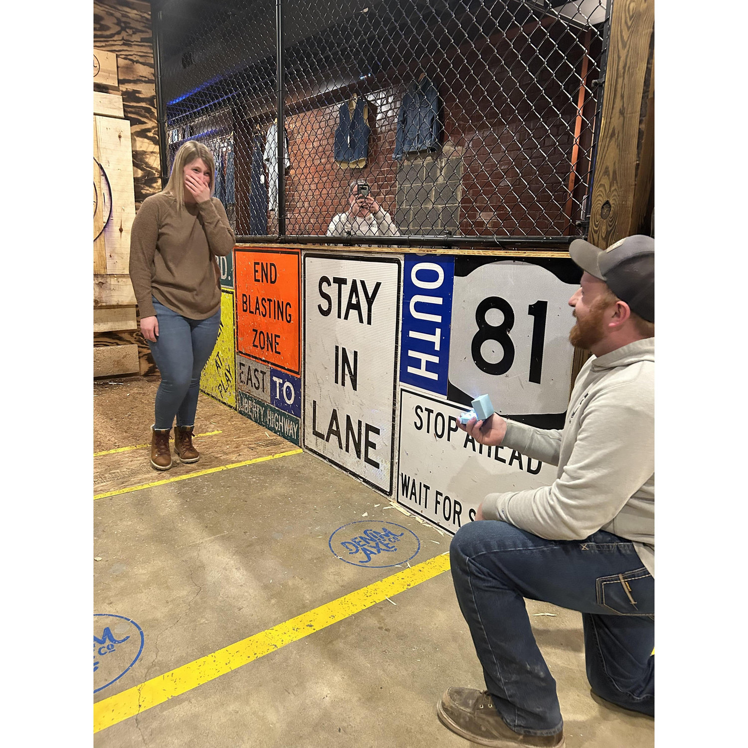 The night he popped the question! March 22, 2024. PC: Kirsten McCarthy | Location: Denim Axe Co.