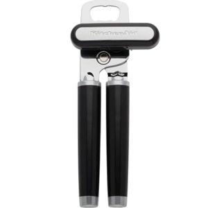 KitchenAid Classic Multifunction Can Opener and Bottle Opener Easy to Use, Razor Sharp Stainless Steel Cutting Wheel, Soft Ergonomic Handles, Black