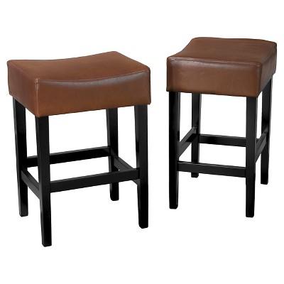 Set of 2 Lopez Backless Leather Counter Height Barstool - Christopher Knight Home