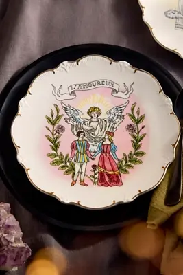 Tarot Stoneware Plate, L’Amoureux