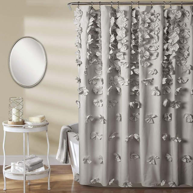 Lush Decor Riley Shower Curtain, 72" x 72", Light Gray