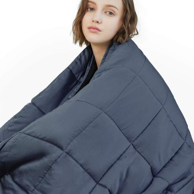 YnM Weighted Blanket (15 lbs, 60''x80'', Queen Size) | 2.0 Heavy Blanket | 100% Cotton Material with Glass Beads