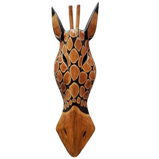 Stoneage Arts Giraffe Zebra Face Mask Wall Hanging Décor Hand Painted Patterns African Safari Decorative Accent A Contemporary Variation An Awesome Gifting Idea 20 Inch (Giraffe S1)