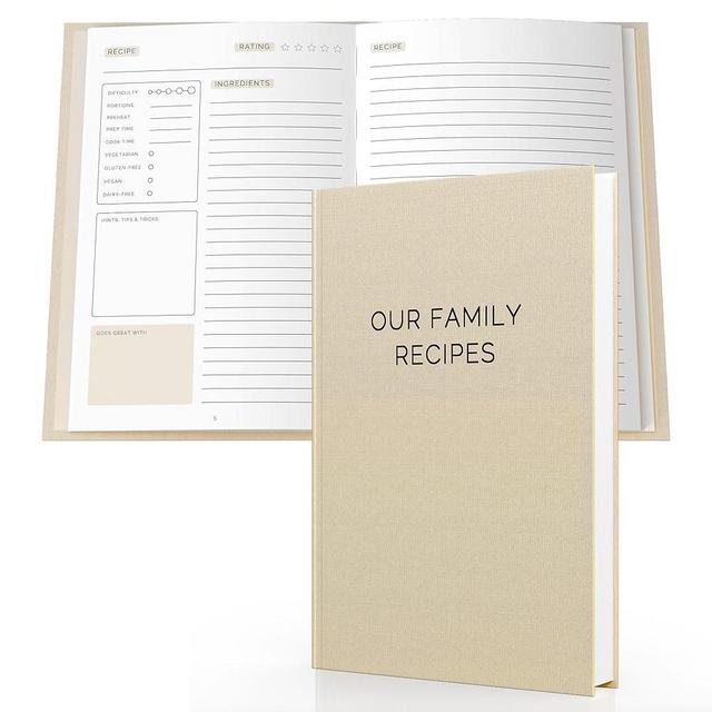 Blank Recipe Book To Write In Your Own Recipes - Family Cook Book Journal Notebook With Recipe Templates To Create A Personalized Cookbook - Table of Contents, Conversions & Thick Empty Pages - Beige