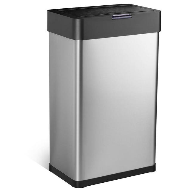 Rengue Automatic Trash Can, 16 Gallon Touchless Motion Sensor Waste Bin Stainless Steel Garbage Can with Lid for Kitchen, Bedroom, Home Office, Silver