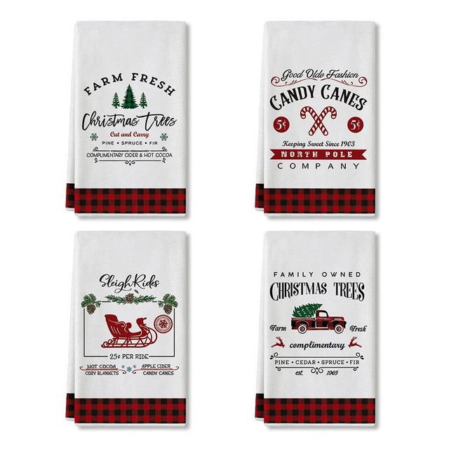 Artoid Mode Christmas Quotes Kitchen Towels and Dish Towels, 18 x 26 Inch Winter Xmas Holiday Ultra Absorbent Drying Cloth Tea Towels for Cooking Baking Set of 4