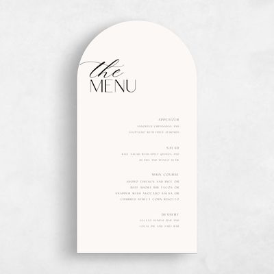 Beige Arch Wedding Menu - Zion
