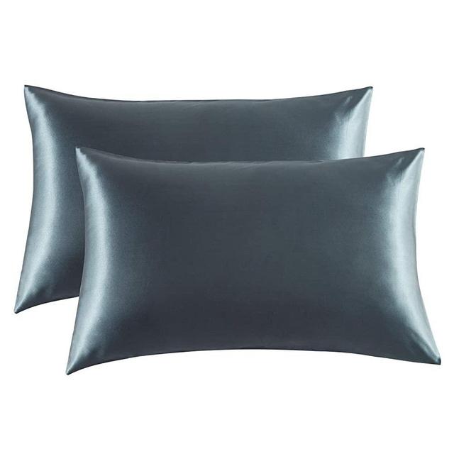 Bedsure Satin Pillowcase for Hair and Skin, 2-Pack - Queen Size (20x30 inches) Pillow Cases - Satin Pillow Covers with Envelope Closure, Space Gray