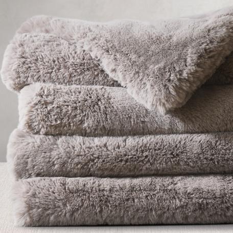 Lapin Ultra-Fine Faux Fur Throw - fog