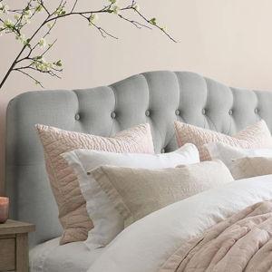 Linen Upholstered Headboard-Modern-Adjustable Height-Button Tufting - Gray, King