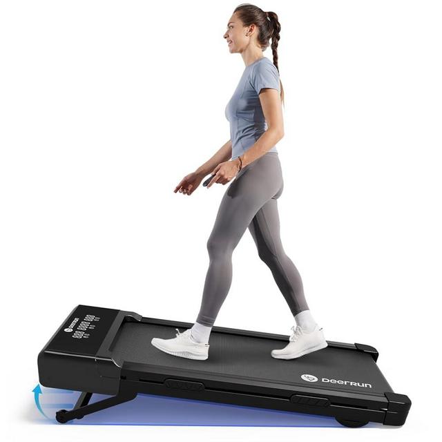 DeerRun Walking Pad with 12% Auto Incline, 3.0HP Under Desk Treadmill with Remote Control & APP, Portable Walking Pad 300 lbs Capacity for Home Office, Small Treadmill for Jogging Running