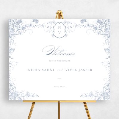 Grey Monogram Wedding Sign - Hattaway Landscape