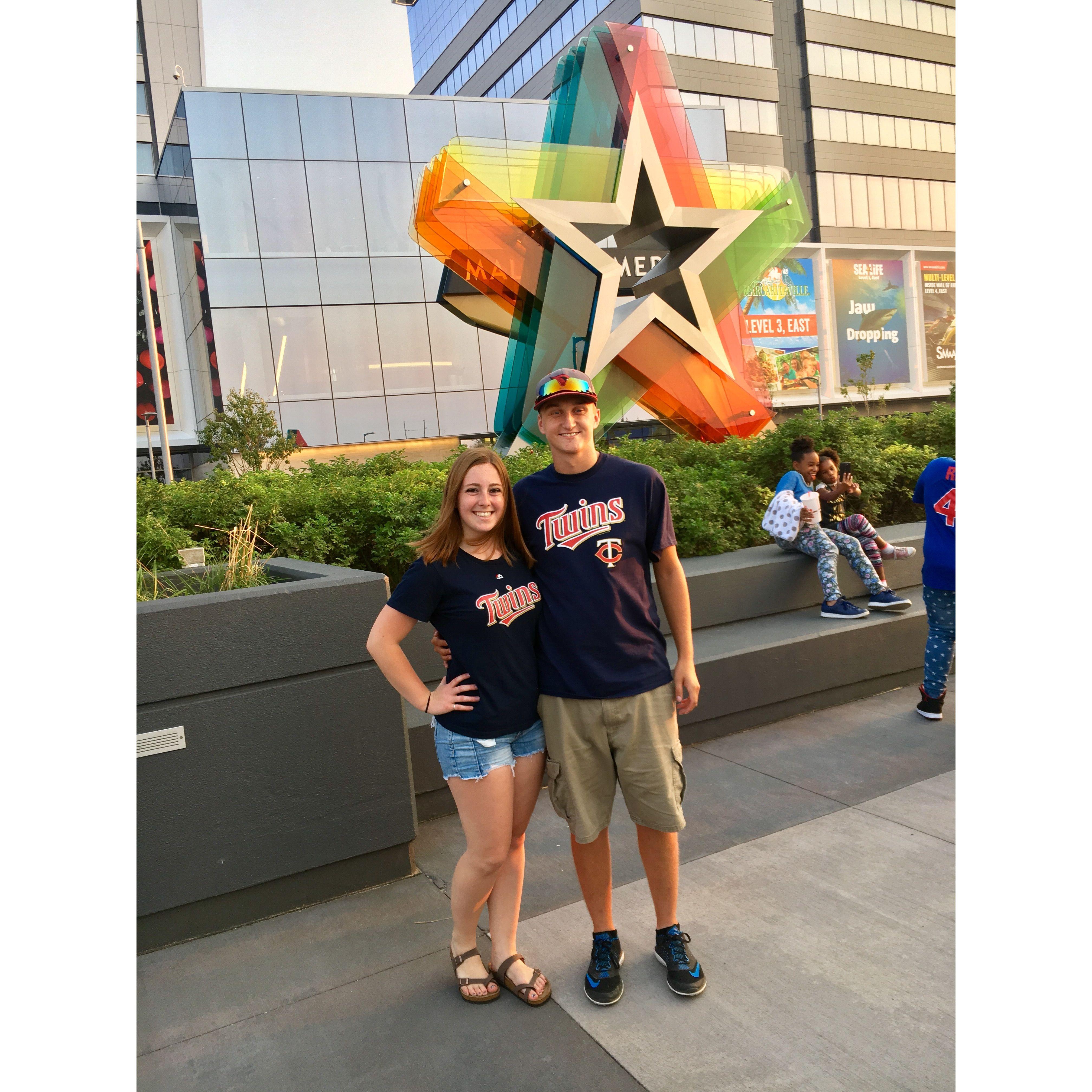 Our first picture together as a couple before a Twins game