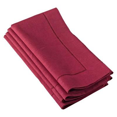 Hemstitched Dinner Napkins Burgundy (Set of 4)