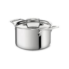 D5 Stainless Polished 5-ply Bonded Cookware, 4 Qt Pot with lid