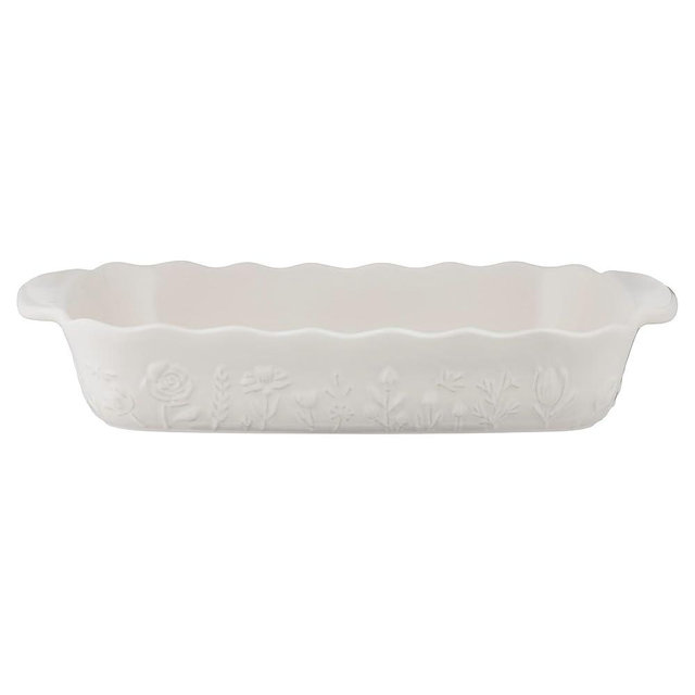 Mason Cash in The Meadow Large Cream Rectangular Baker 33 x 23cm | 2.8 Litre Floral Embossed Stoneware Oven-to-Table Dish for Baking, Roasting & Serving