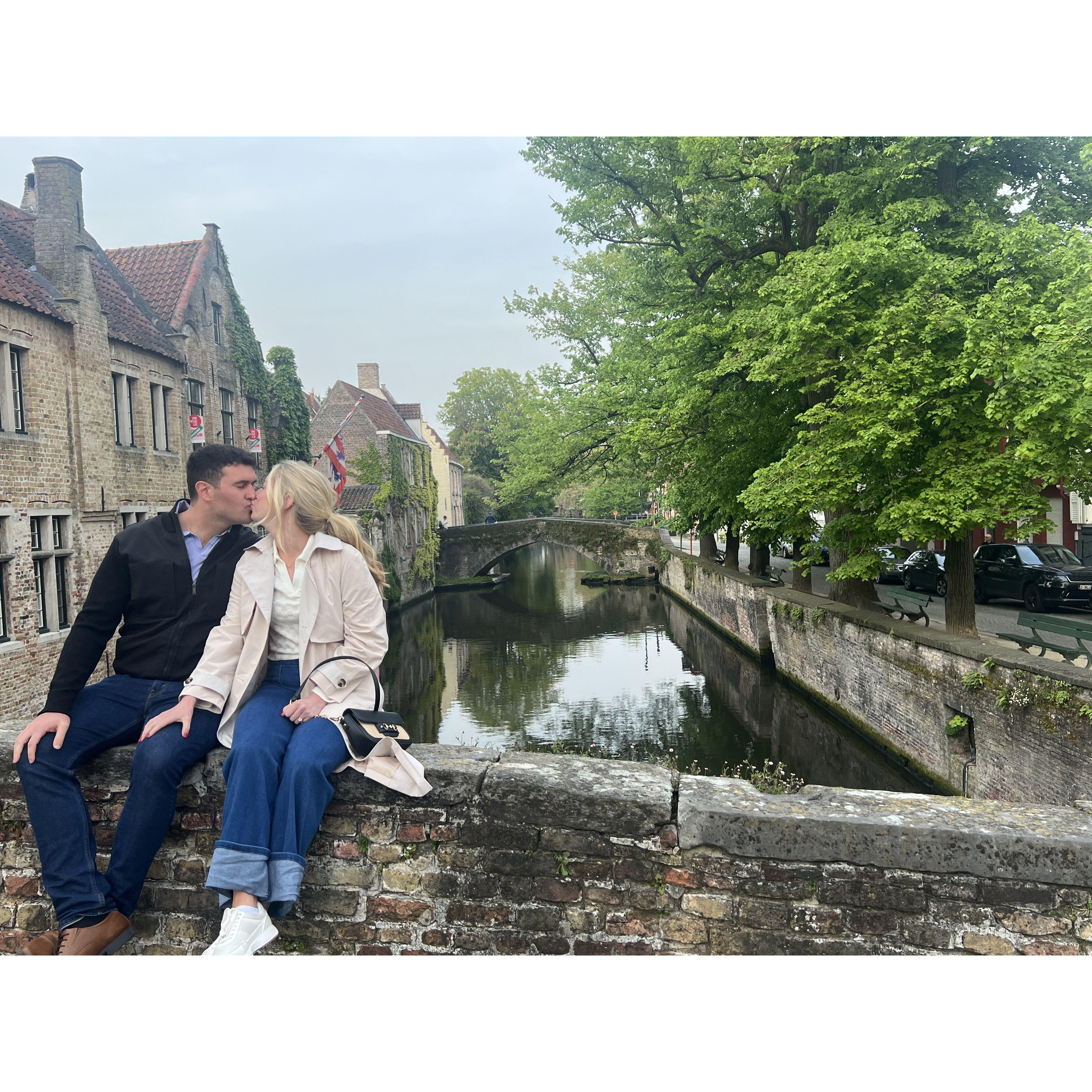 Took us to binging waffles & chocolate in Brugges, Belgium...
