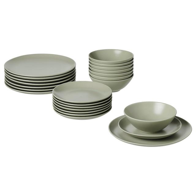 FÄRGKLAR 24-piece dinnerware set, matte green