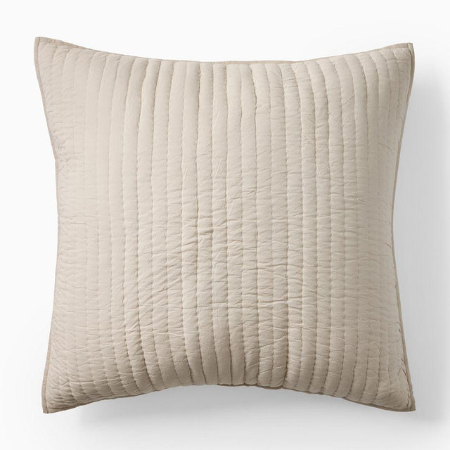 Cotton Solid Pick Stich Euro Sham, Sand