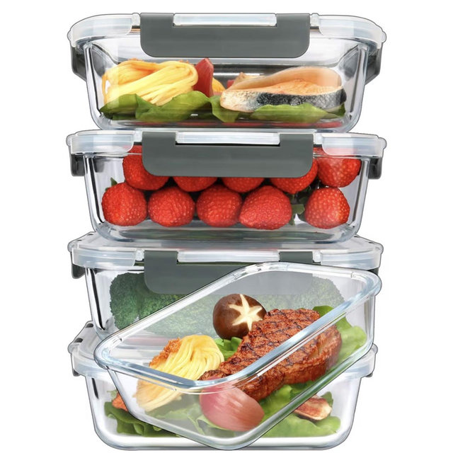 M MCIRCO [5-Packs, 36 Oz Glass Meal Prep Containers with Snap Locking Lids Glass Food Containers,Airtight Lunch Container,Microwave, Oven, Freezer and Dishwasher (4.5 Cup)