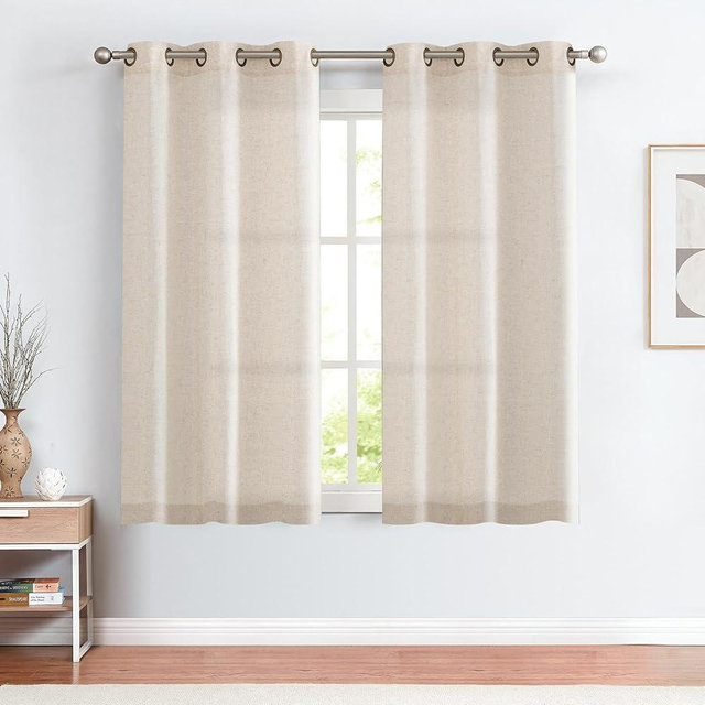 jinchan 72 Inch Curtains for Living Room, Linen Beige Curtains & Drapes for Window Decoration Light Filtering Curtain Panels Burlap Farmhouse Rustic Style for Doorways with Grommet,38" Wide-2 Panels