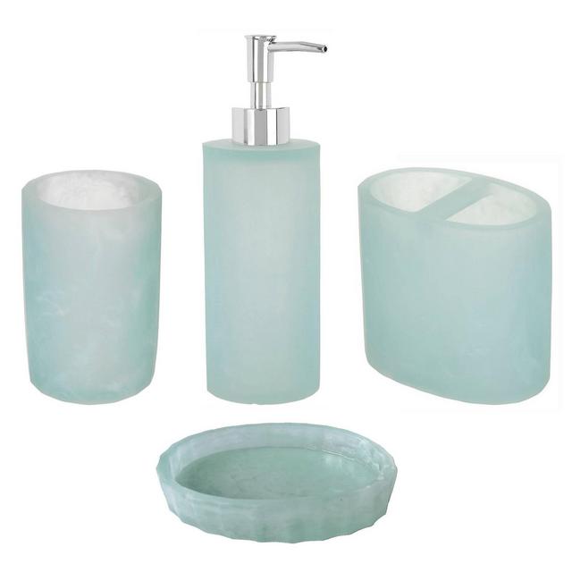 4pc Geneva Bath Set Aqua - Popular Bath