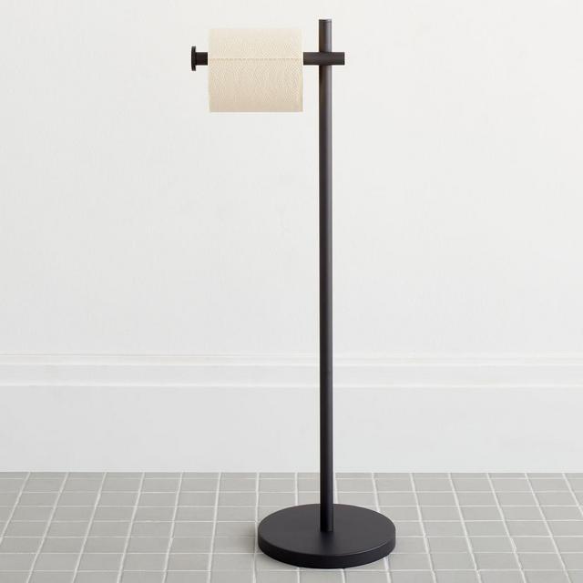 Modern Overhang Bath Hardware, Freestanding Tissue Holder, Matte Black