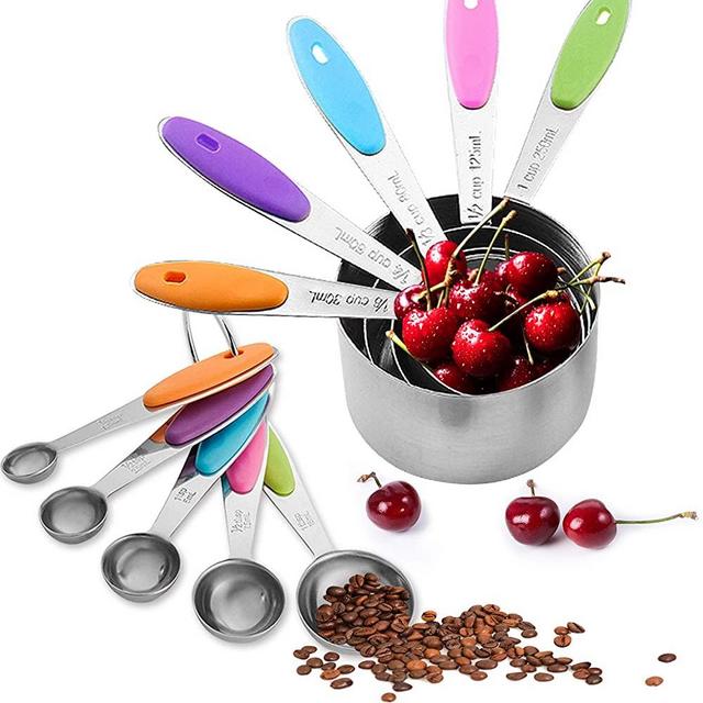 Measuring Cups and Spoons Set Of 10, Colorful Measuring Cups Stainless steel, Liquid Measuring Cups and Dry Measuring Cup Set, Pyrex measuring Cups, First Choice For Kitchen Baking