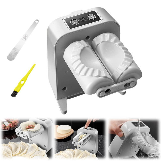 2023 New Automatic Easy Dumpling Maker Machine, Household Automatic Dumpling Maker Mould, Electric Dumpling Machine Empanada Maker Press Ravioli Maker, Kitchen Gadget Dumpling Making Tool (White)