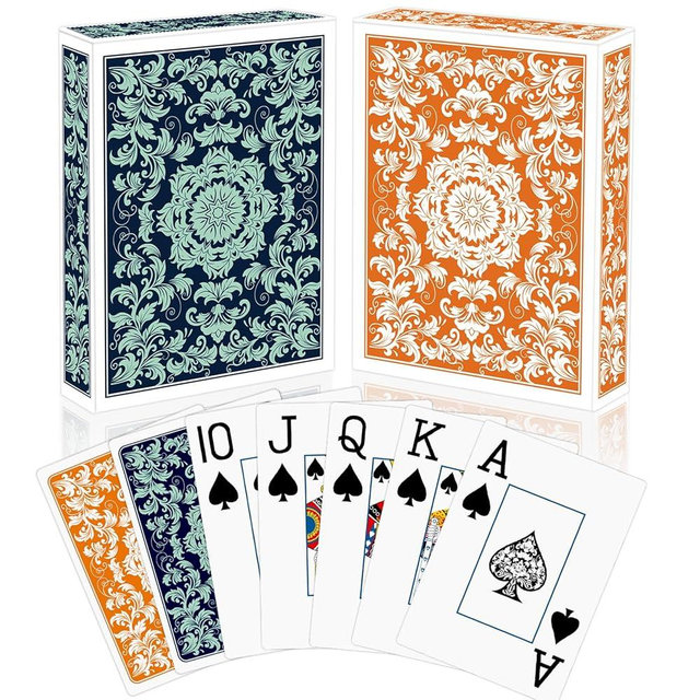 Metsyth Playing Cards,Deck of Cards,Playing Card 2 Pack,Poker Cards Professional Set,Jumbo Index Large Print Playing Cards for Adults Seniors,Card Games for Family Game Night Party (Green and Orange)